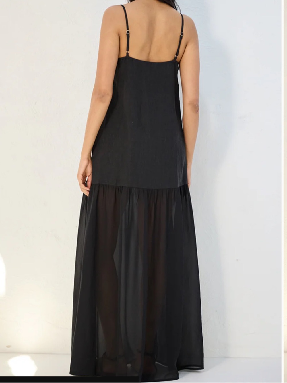 Black Linen Strappy Maxi Dress - Picture 5 of 6